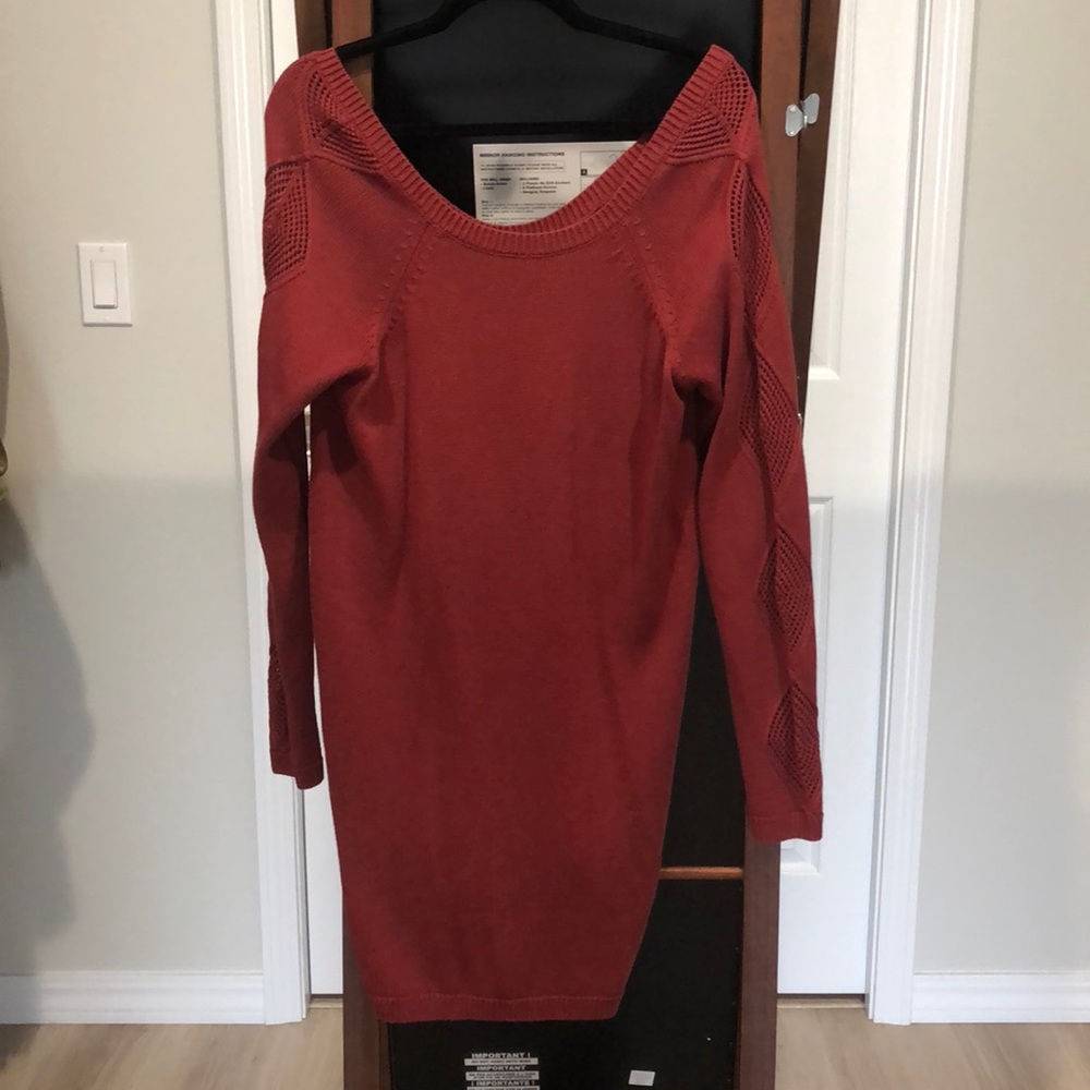 Deep red sweater dress